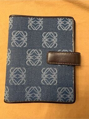 Loewe Anagram Denim Leather 6-Ring Agenda Planner Cover Mini Vintage A6 Wallet